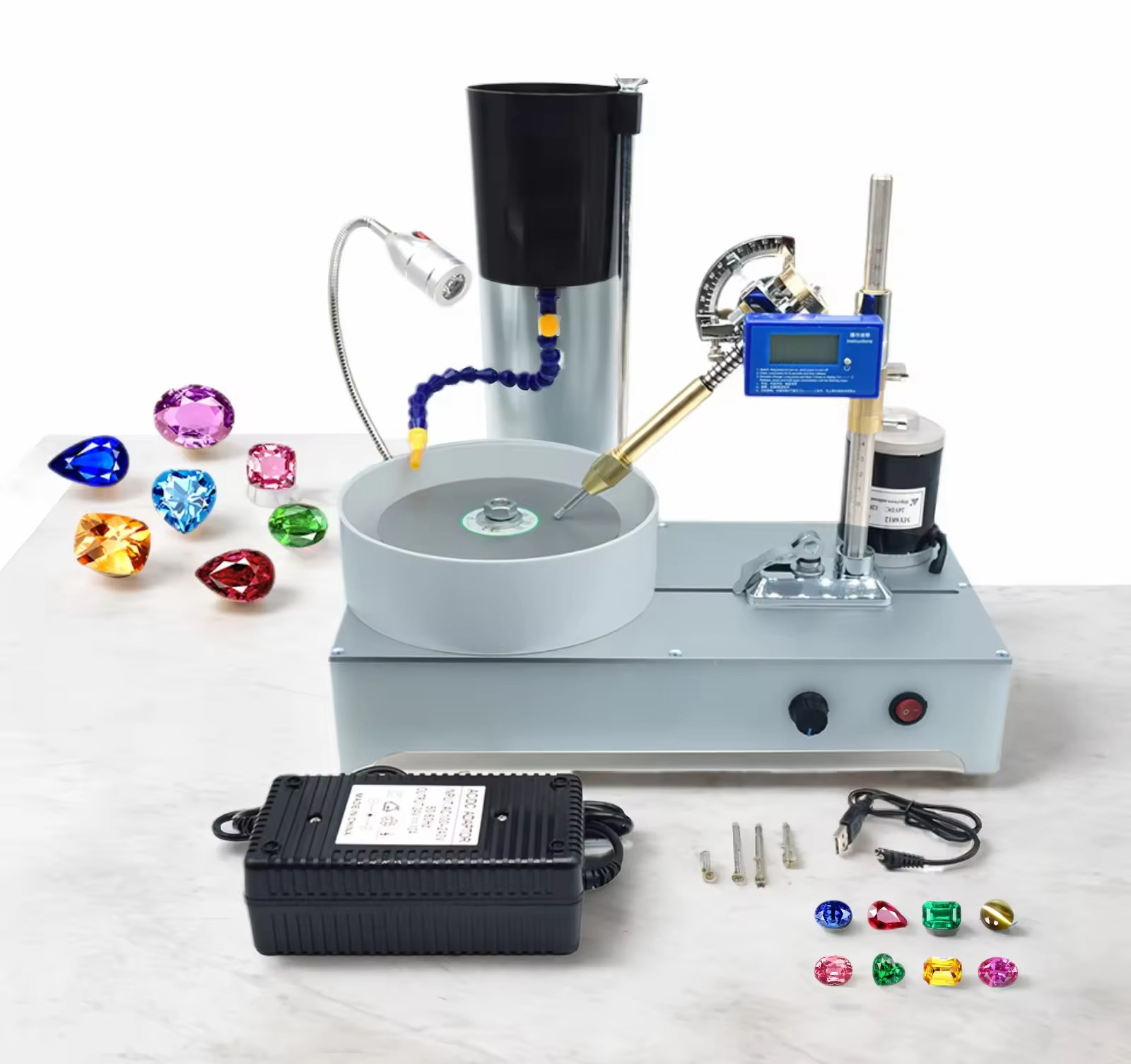 120W Gemstone Faceting Machine Digital Display for Gem Jade Jade Stone Crystal Grinding Polishing